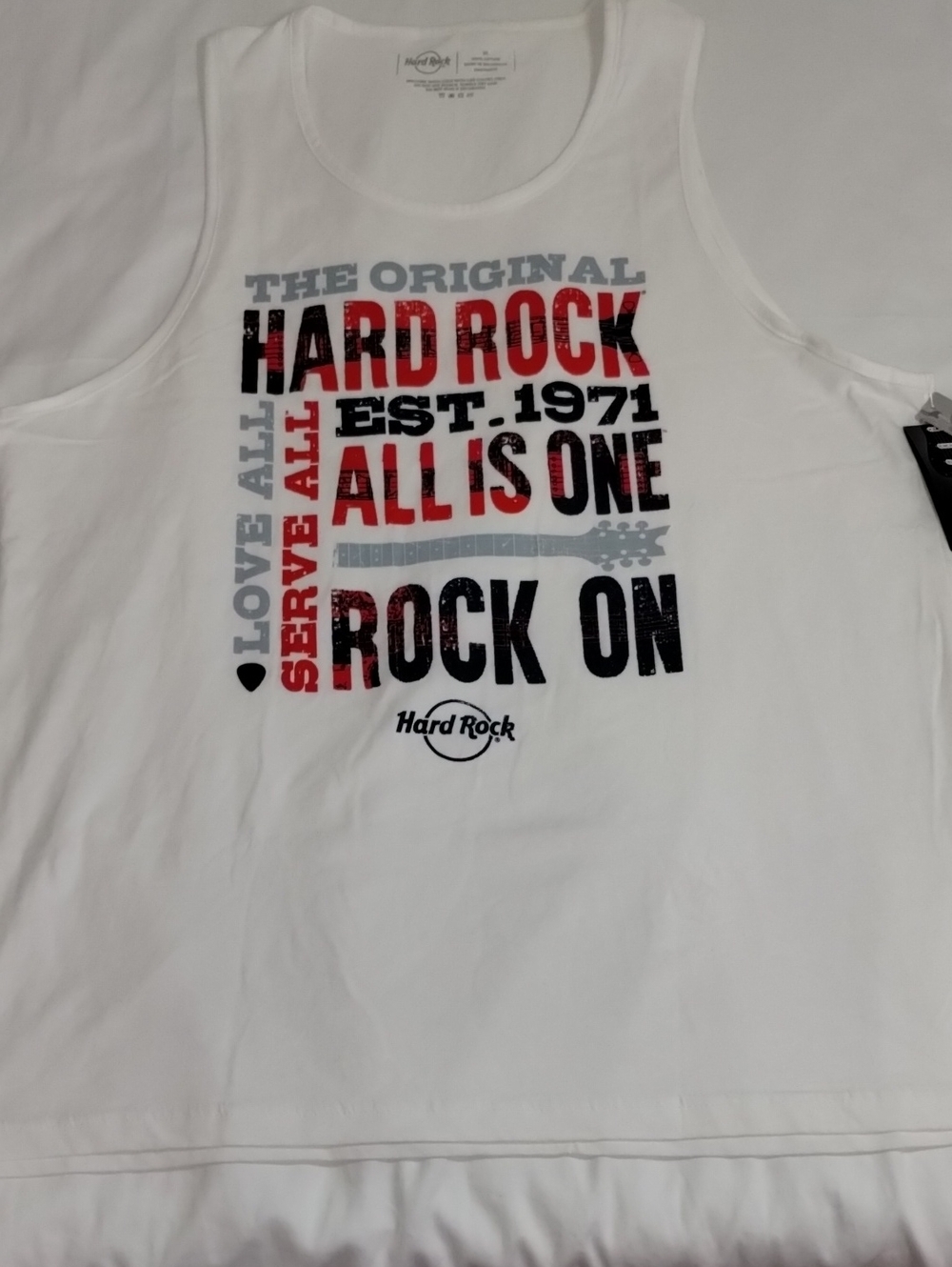 Hard Rock Cafe White Men's Tank Top with Red & Black Graphic Size XL